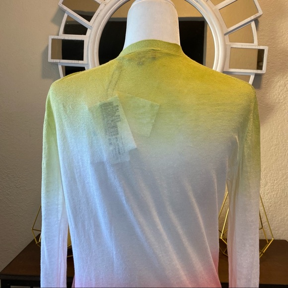 Theory Dual Ombre Cardigan in Pink and Green Ombre Linen- Viscose Medium NWT - Picture 9 of 16